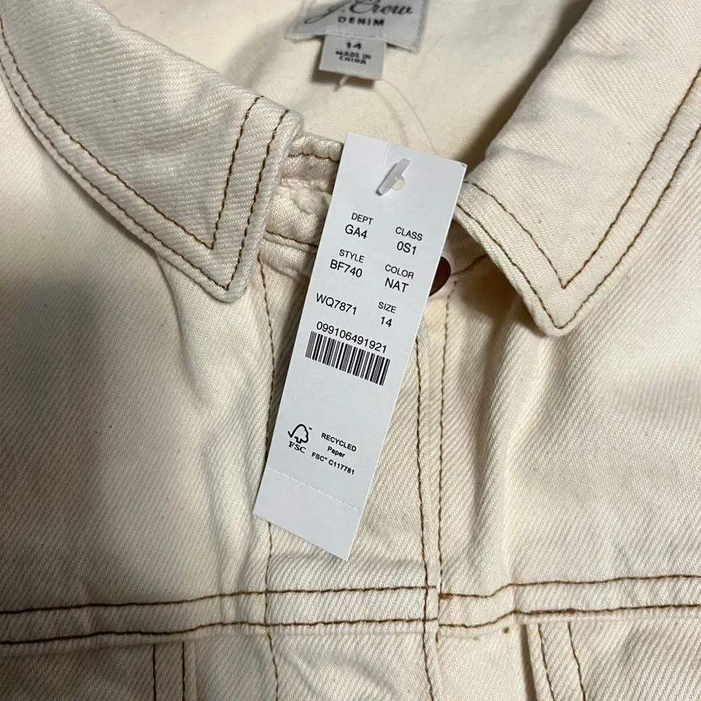J. Crew Cream Long Sleeve Shirt Dress